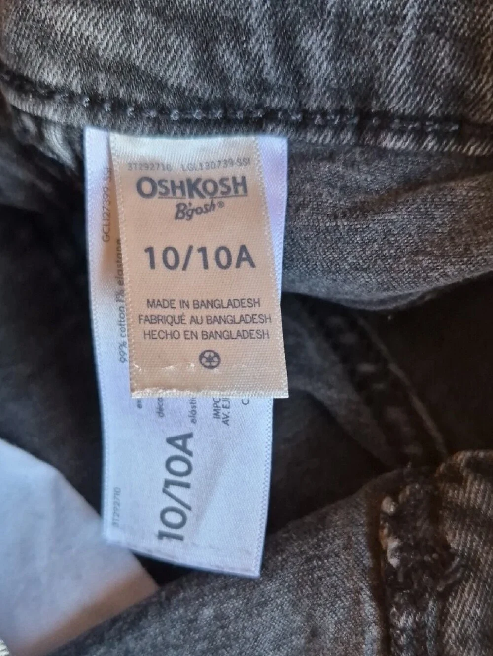 OshKosh B'gosh Kids Straight Baggy Jeans in Washed Black Size 10
